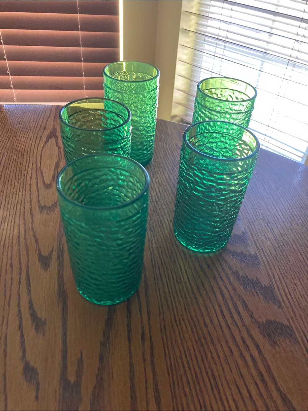Carlisle Textured Emerald Green Drinking Glasses - Set of 5 Plastic Tumblers
